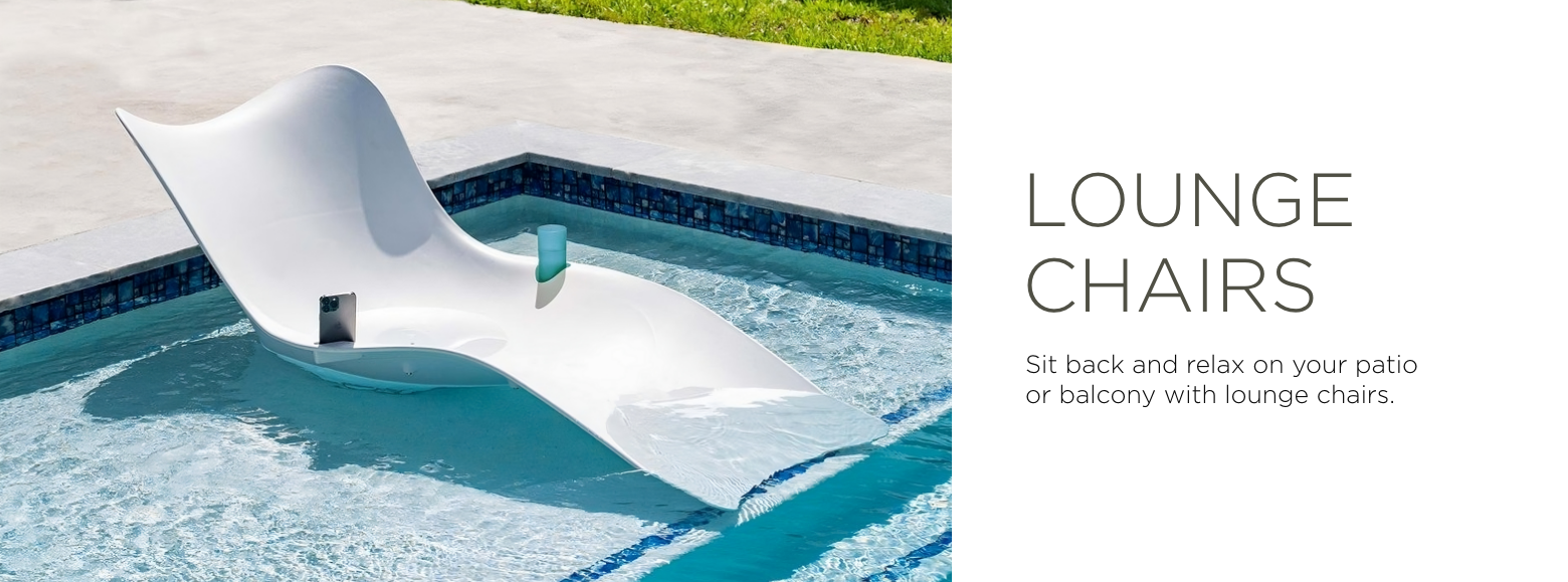 Lounge Chairs. Sit back and relax on your patio or balcony with lounge chairs.